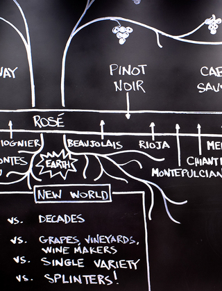hotel vintage portland close up of the drawing of the grape tree on the wine wall in the lobby