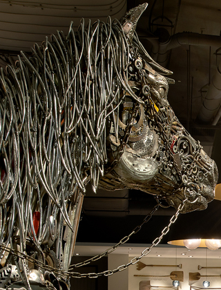 revere hotel metal horse sculpture by Brian Mock